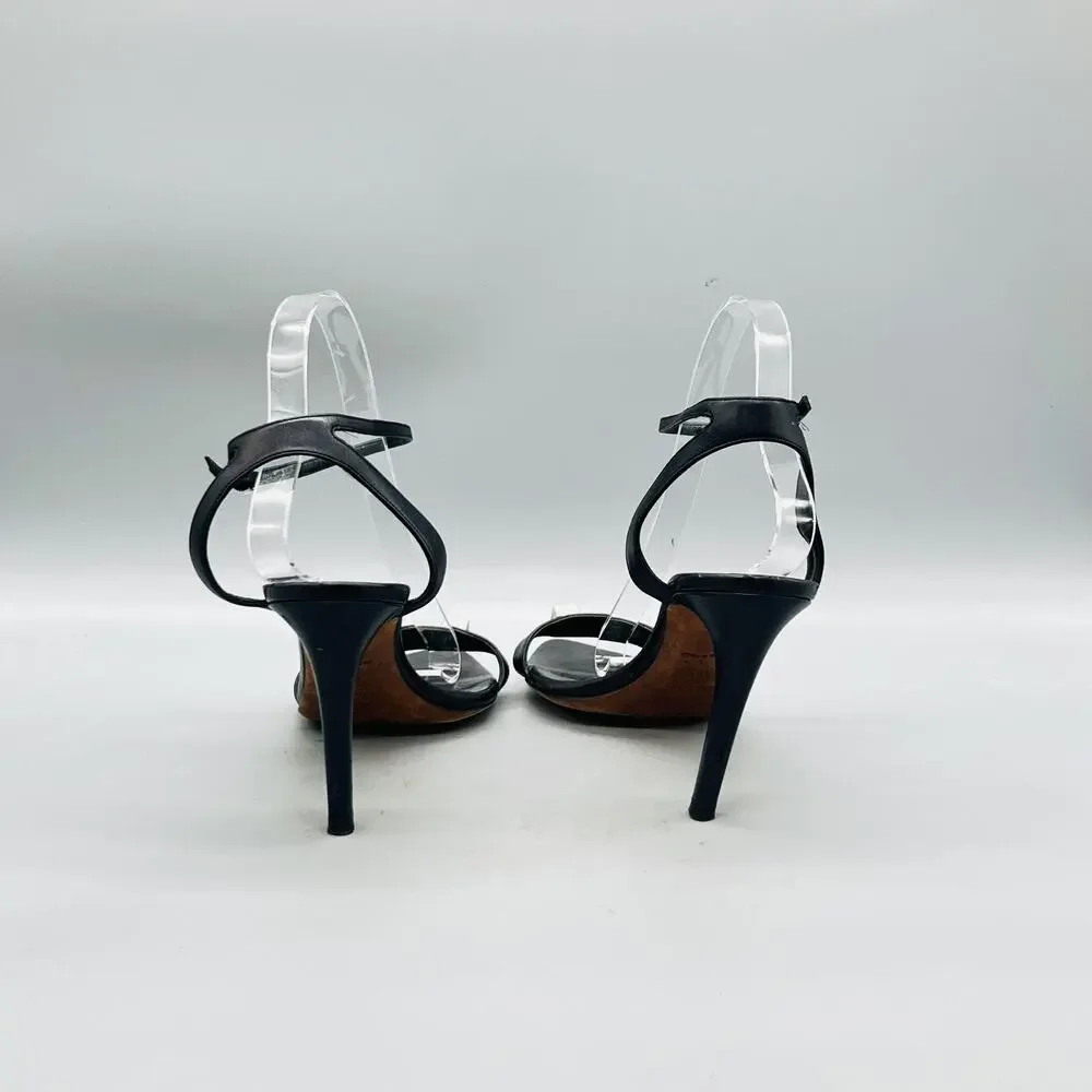 Proenza Schouler Sandals Women 8.5 Black Leather Ankle Strap Stiletto Heel Shoes